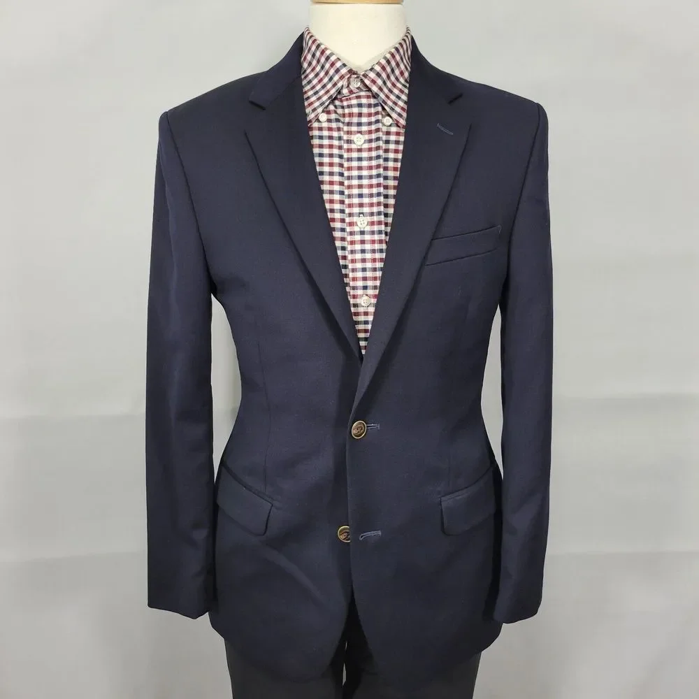 Joseph‎ Feiss Men's Sport Coat Blazer Two Button Navy Blue Twill Classic Fit 37R